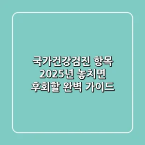 국가건강검진 항목: 2025년, 놓치면 후회할 완벽 가이드