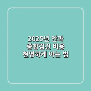 2025년 안과 종합검진 비용, 현명하게 아는 법