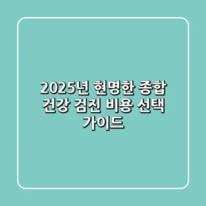 2025년, 현명한 종합 건강 검진 비용 선택 가이드