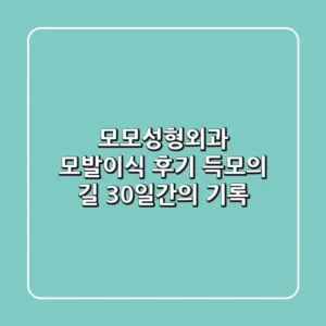 모모성형외과 모발이식 후기: 득모의 길, 30일간의 기록