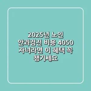 2025년 노인 안과검진 비용, 4050 자녀라면 이 혜택 꼭 챙기세요!