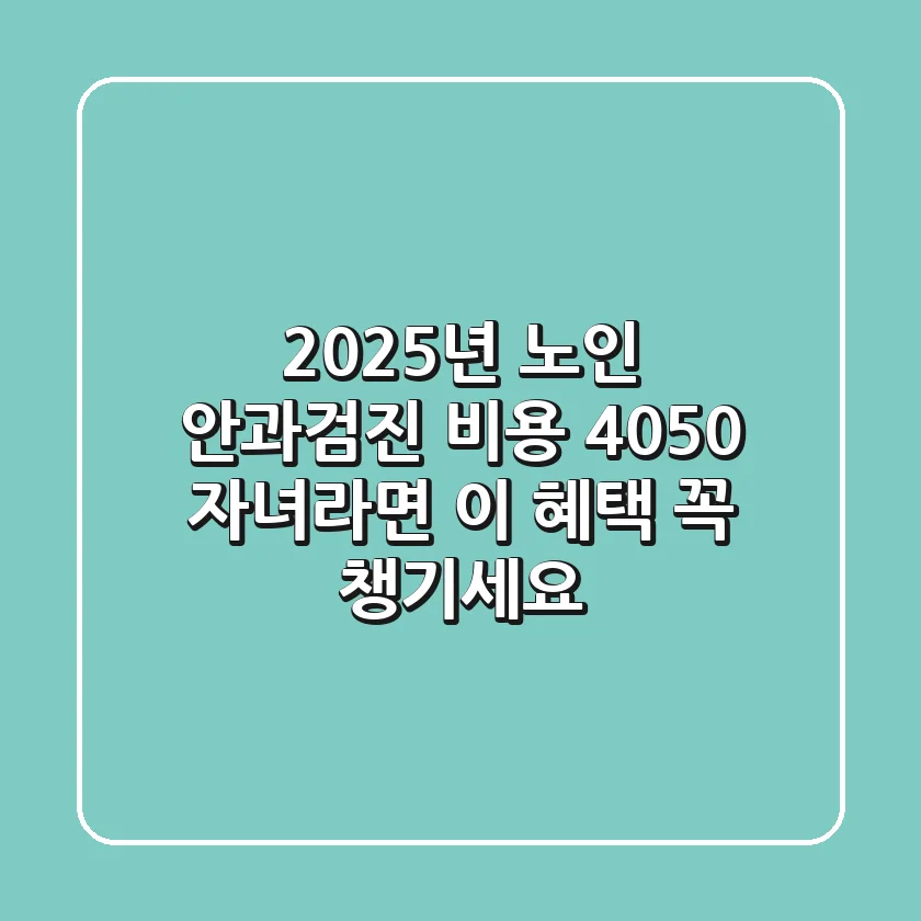 2025년 노인 안과검진 비용, 4050 자녀라면 이 혜택 꼭 챙기세요!
