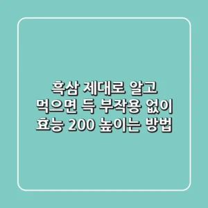 흑삼, 제대로 알고 먹으면 득! 부작용 없이 효능 200% 높이는 방법