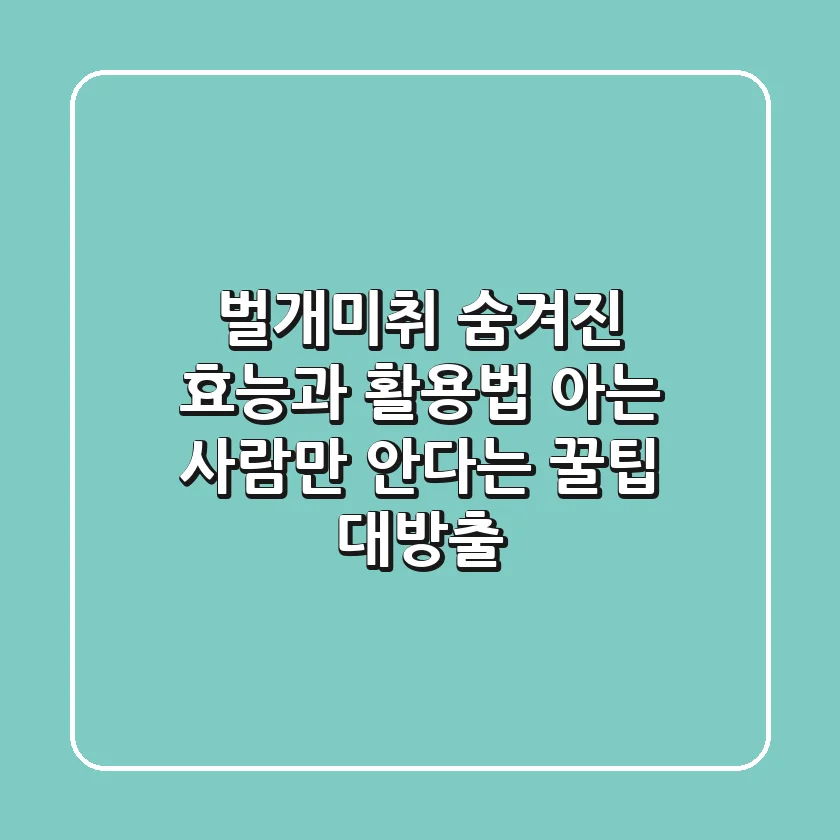 벌개미취: 숨겨진 효능과 활용법, 아는 사람만 안다는 꿀팁 대방출