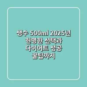 생수 500ml, 2025년 현명한 선택과 다이어트 성공 꿀팁까지