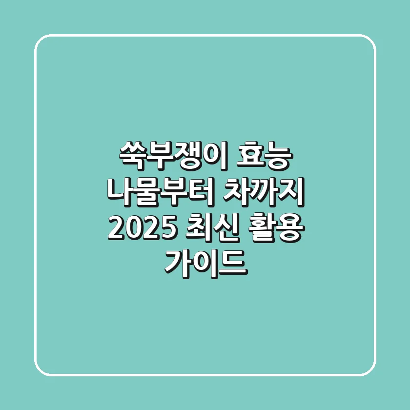 쑥부쟁이 효능, 나물부터 차까지! 2025 최신 활용 가이드