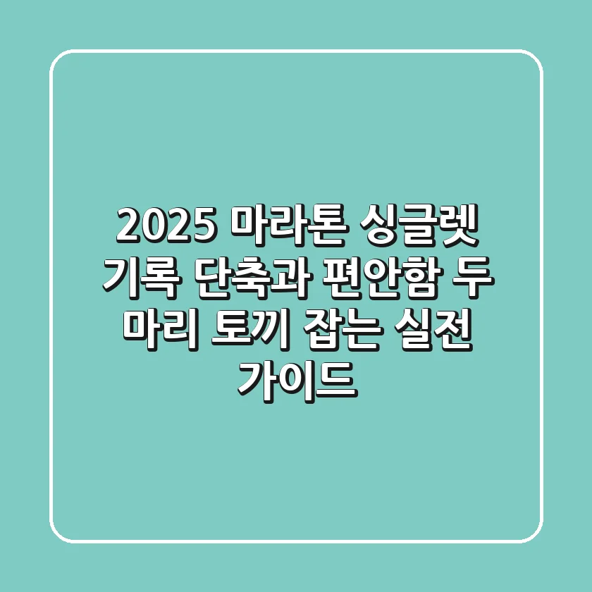2025 마라톤 싱글렛, 기록 단축과 편안함 두 마리 토끼 잡는 실전 가이드