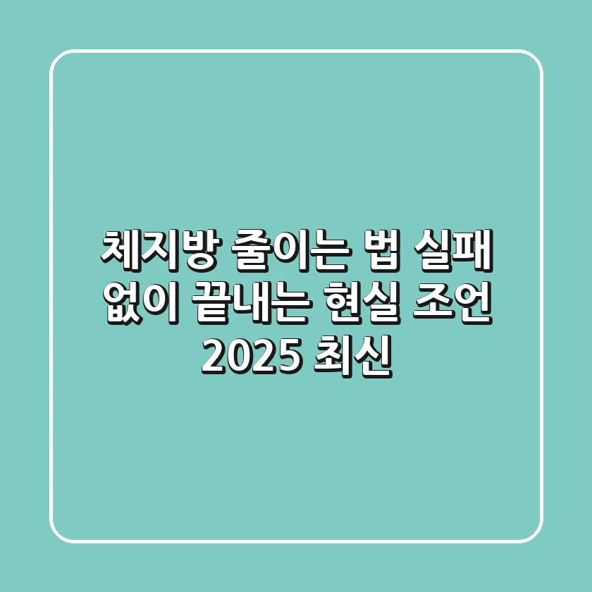 체지방 줄이는 법, 실패 없이 끝내는 현실 조언 (2025 최신)