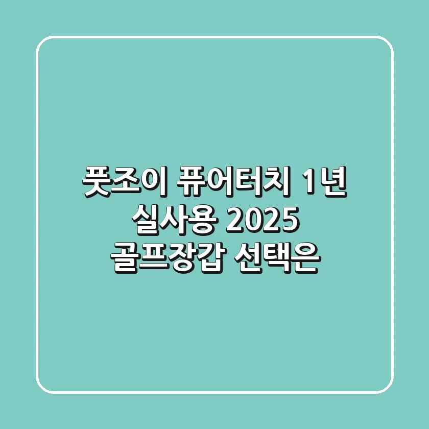 풋조이 퓨어터치 1년 실사용: 2025 골프장갑 선택은?