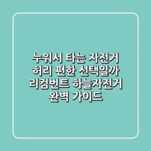 누워서 타는 자전거, 허리 편한 선택일까? 리컴번트 & 하늘자전거 완벽 가이드