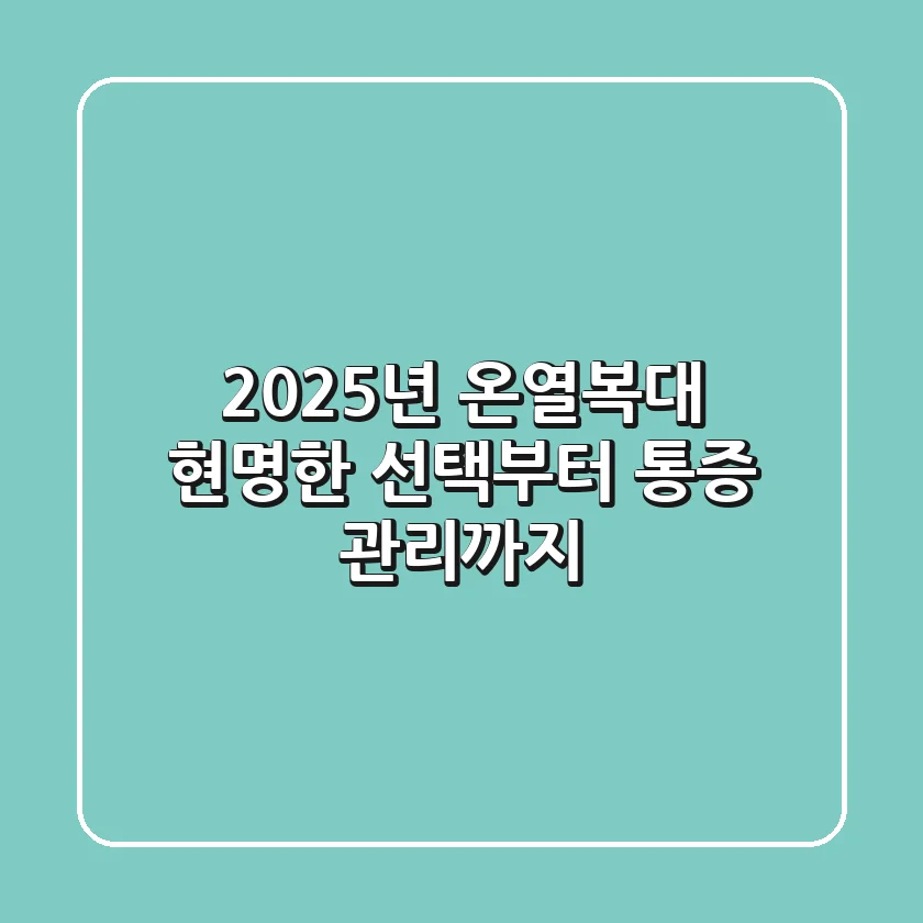 2025년 온열복대, 현명한 선택부터 통증 관리까지!