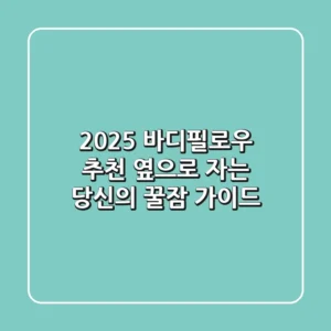 2025 바디필로우 추천: 옆으로 자는 당신의 꿀잠 가이드