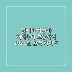 열매마, 하늘마 재배부터 효능까지: 2025년 완벽 가이드