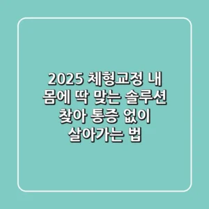 2025 체형교정, 내 몸에 딱 맞는 솔루션 찾아 통증 없이 살아가는 법