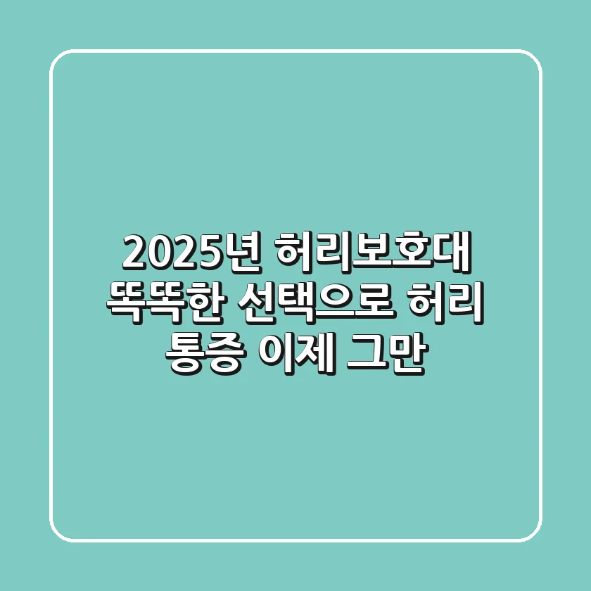 2025년 허리보호대, 똑똑한 선택으로 허리 통증 이제 그만!