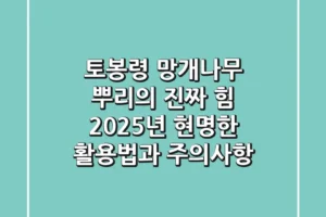 토봉령, 망개나무 뿌리의 진짜 힘: 2025년 현명한 활용법과 주의사항