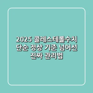 2025 콜레스테롤수치, 단순 정상 기준 넘어선 '진짜' 관리법