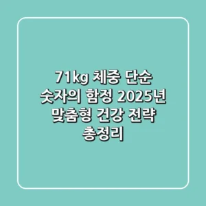 "71kg 체중", 단순 숫자의 함정: 2025년 맞춤형 건강 전략 총정리