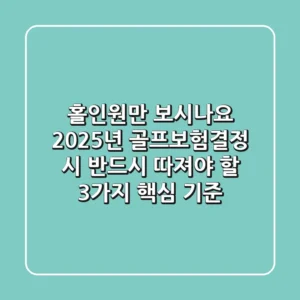 "홀인원만 보시나요?", 2025년 골프보험결정 시 반드시 따져야 할 3가지 핵심 기준