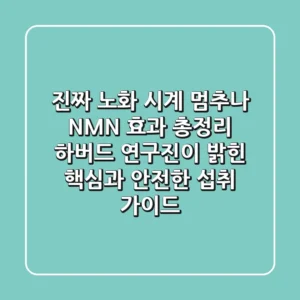 "진짜 노화 시계 멈추나?", NMN 효과 총정리: 하버드 연구진이 밝힌 핵심과 안전한 섭취 가이드