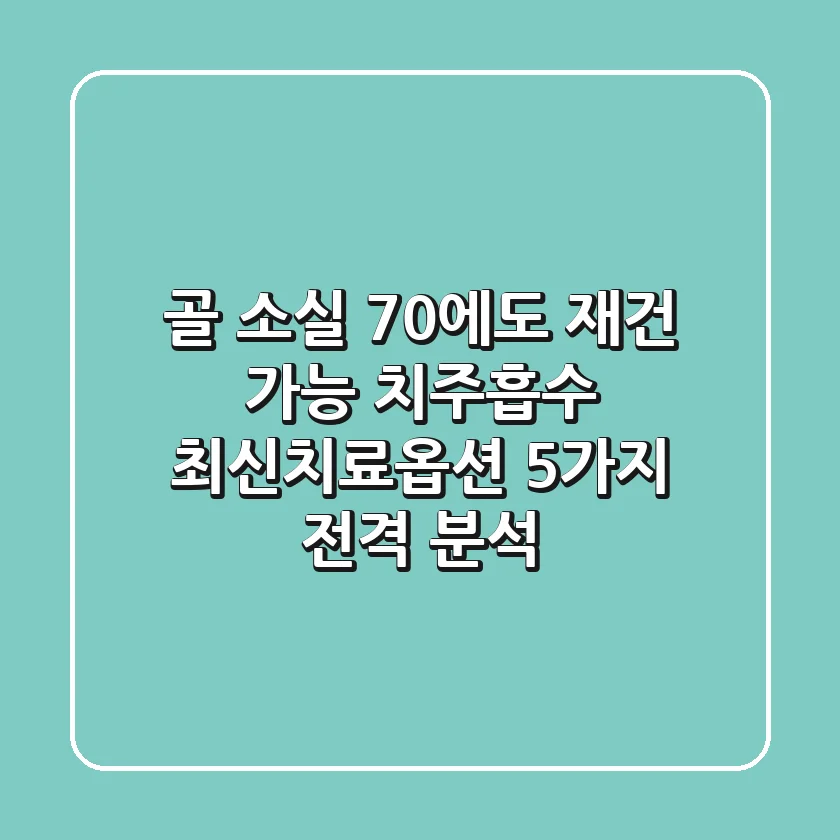 "골 소실 70%에도 재건 가능?", 치주흡수 최신치료옵션 5가지 전격 분석