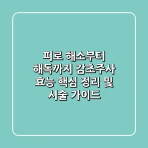 "피로 해소부터 해독까지", 감초주사 효능 핵심 정리 및 시술 가이드