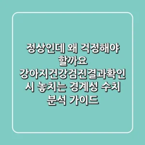 "정상인데 왜 걱정해야 할까요?", 강아지건강검진결과확인 시 놓치는 경계성 수치 분석 가이드