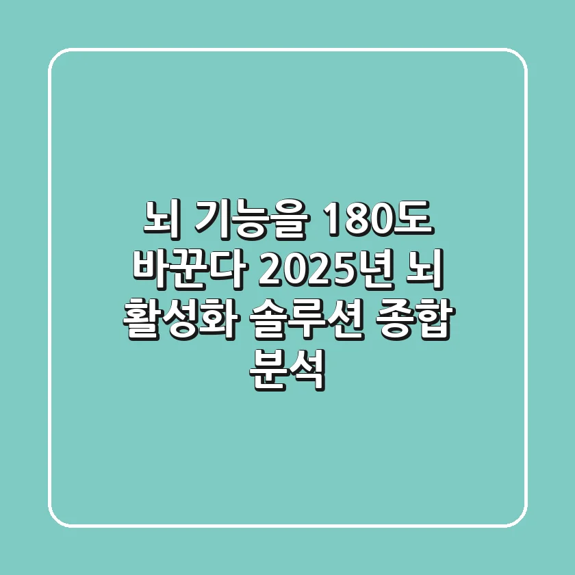 "뇌 기능을 180도 바꾼다", 2025년 뇌 활성화 솔루션 종합 분석