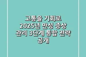 “고통을 기회로”, 2025년 만성 증상 관리 3단계 통합 전략 공개