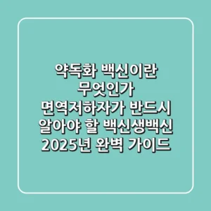 "약독화 백신이란 무엇인가?", 면역저하자가 반드시 알아야 할 백신생백신 2025년 완벽 가이드