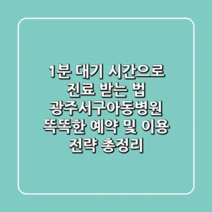 "1분 대기 시간으로 진료 받는 법", 광주서구아동병원 똑똑한 예약 및 이용 전략 총정리