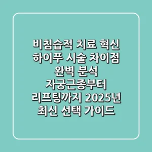 "비침습적 치료 혁신", 하이푸 시술 차이점 완벽 분석: 자궁근종부터 리프팅까지 2025년 최신 선택 가이드