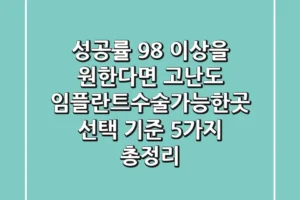 성공률 98% 이상을 원한다면, 고난도 임플란트수술가능한곳 선택 기준 5가지 총정리