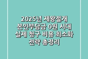“2025년 제왕절개, 본인부담금 0원 시대”: 실제 청구 비용 최소화 전략 총정리