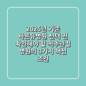 "2025년 기준", 바른유병원 선택 전 확인해야 할 '척추·관절 병원'의 3가지 핵심 조건
