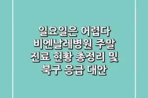 “일요일은 어렵다”, 비엔날레병원 주말 진료 현황 총정리 및 북구 응급 대안