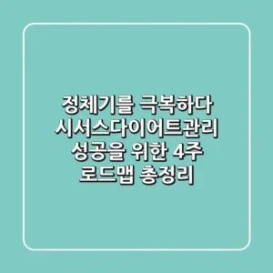 "정체기를 극복하다", 시서스다이어트관리 성공을 위한 4주 로드맵 총정리