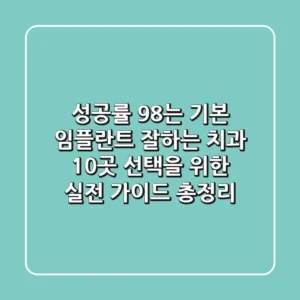 "성공률 98%는 기본", 임플란트 잘하는 치과 10곳 선택을 위한 실전 가이드 총정리