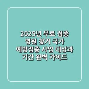 "2025년 무료 접종 병원 찾기", 국가 예방접종 사업 대상과 기간 완벽 가이드