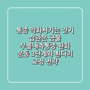 "통증 악화시키는 걷기 습관은 금물", 무릎내측통증 완화 운동 3단계와 휜다리 교정 전략