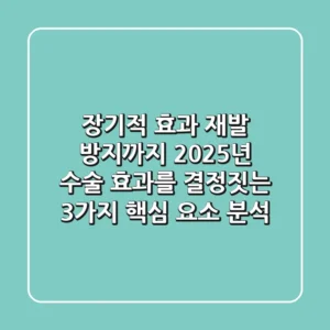 "장기적 효과, 재발 방지까지", 2025년 수술 효과를 결정짓는 3가지 핵심 요소 분석