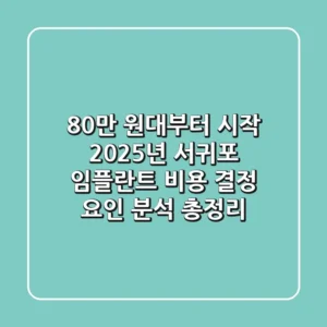 "80만 원대부터 시작?", 2025년 서귀포 임플란트 비용 결정 요인 분석 총정리