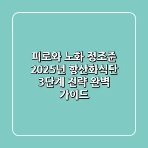 "피로와 노화 정조준", 2025년 항산화식단 3단계 전략 완벽 가이드