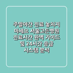 "주말·야간 진료 놓치지 마세요", 서울고든병원 진료시간 완벽 가이드 및 24시간 응급 시스템 분석