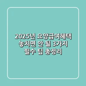 "2025년 요양급여혜택", 놓치면 안 될 3가지 필수 팁 총정리