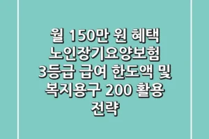 “월 150만 원 혜택”, 노인장기요양보험 3등급 급여 한도액 및 복지용구 200% 활용 전략