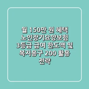 “월 150만 원 혜택”, 노인장기요양보험 3등급 급여 한도액 및 복지용구 200% 활용 전략